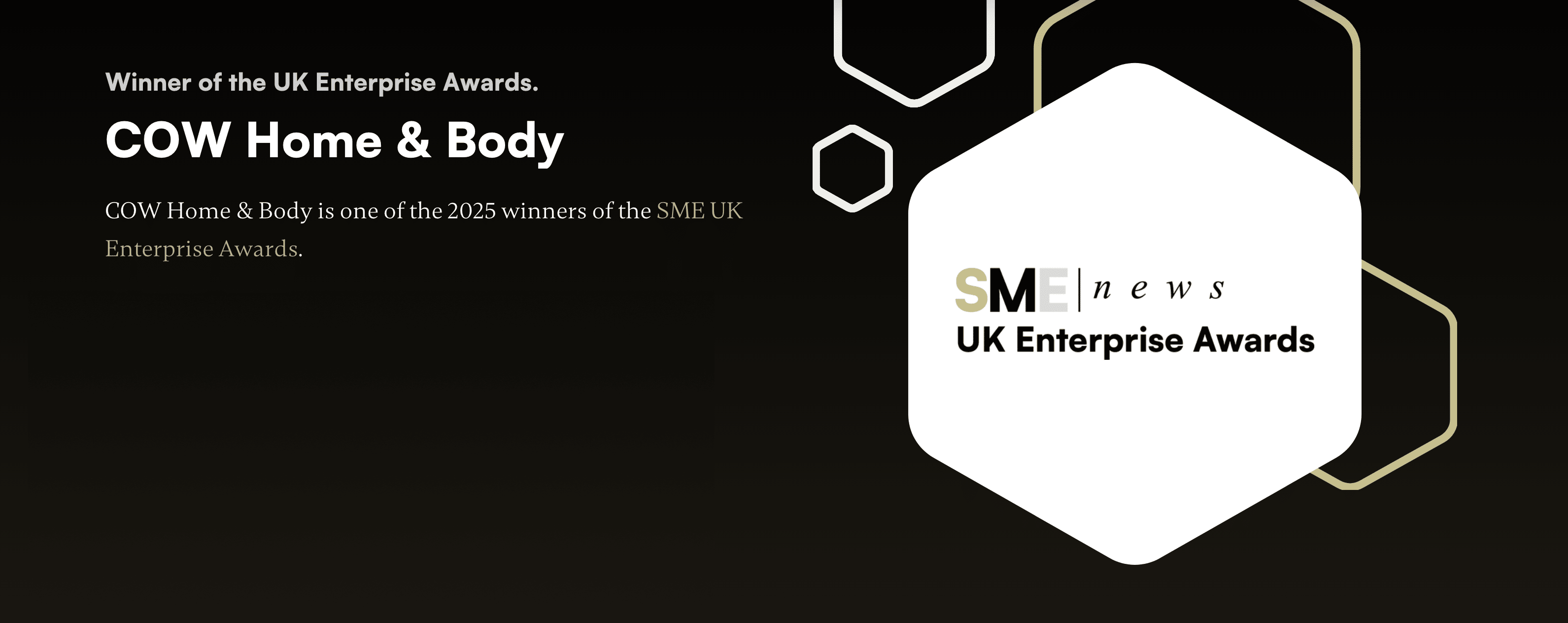 COW Home & Body Wins Best Home, Bath & Body Fragrances Producer 2025 – West Midlands at the SME UK Enterprise Awards
