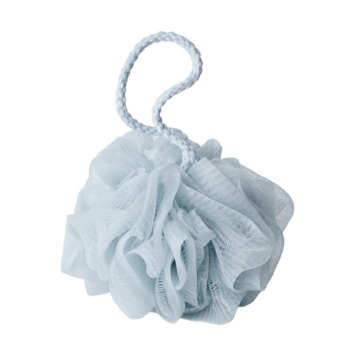 White bath pouf with a handle | COW Home & Body